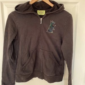 Juicy Couture Brown Zip-Up Hoodie with Studded Dog Patch